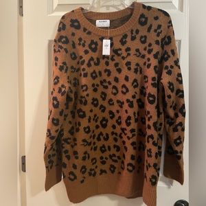 NWT Old Navy brown leopard print crew neck sweater